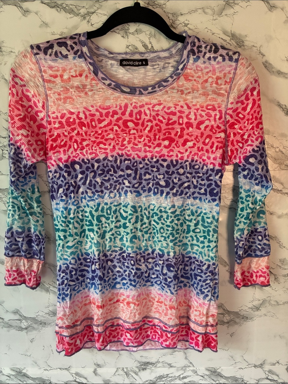 David Cline S Rainbow Leopard-Print Long Sleeve Top